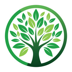 Stylized green tree of life emblem with circular border