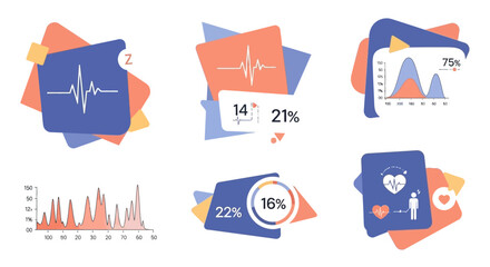 Fototapeta premium Abstract Sleep Heart Rate Data Visualization Colorful Geometric Infographic.