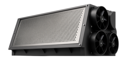 Grate cooler with a perforated metal grate and air fans for rapid cooling of clinker in a cement production line