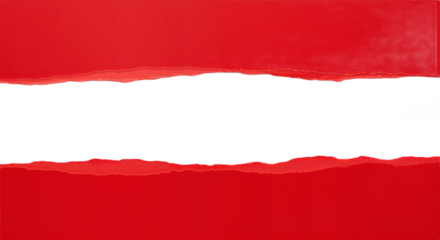 Bold Red Background with Torn Paper Strips Against White, Symbolizing Creativity, Disruption, and Conceptual Storytelling.