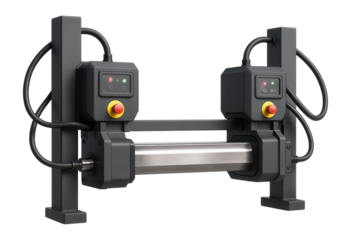 Continuous casting machine with electromagnetic stirring units for improved metal homogeneity in a steel production plant