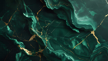 Emerald Green and Gold Marble Texture: Luxurious, Abstract, Swirling Design for Premium Branding