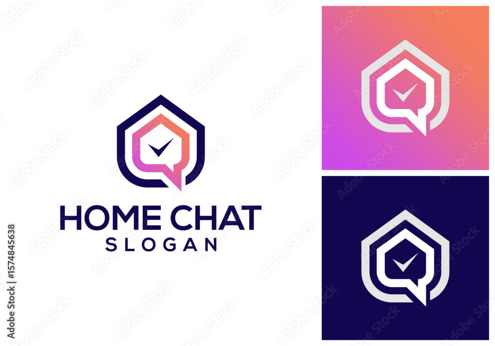Poster vector design of house and chat symbol with check mark