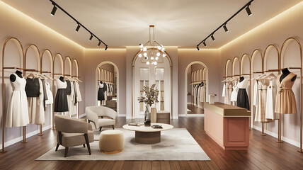Stylish Apparel Display in Trendy Boutique

