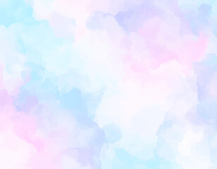Soft blue and pink watercolor background. Abstract pastel watercolor texture art. Light watercolor cloud-like background. Dreamy blue pastel paint background. Pastel sky watercolor abstract texture