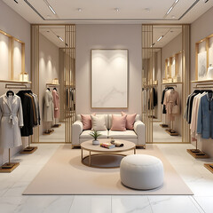 Minimalist Boutique Clothing Rack with Soft Lighting