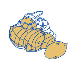 Illustration of lemons in reusable grocery shopping bag