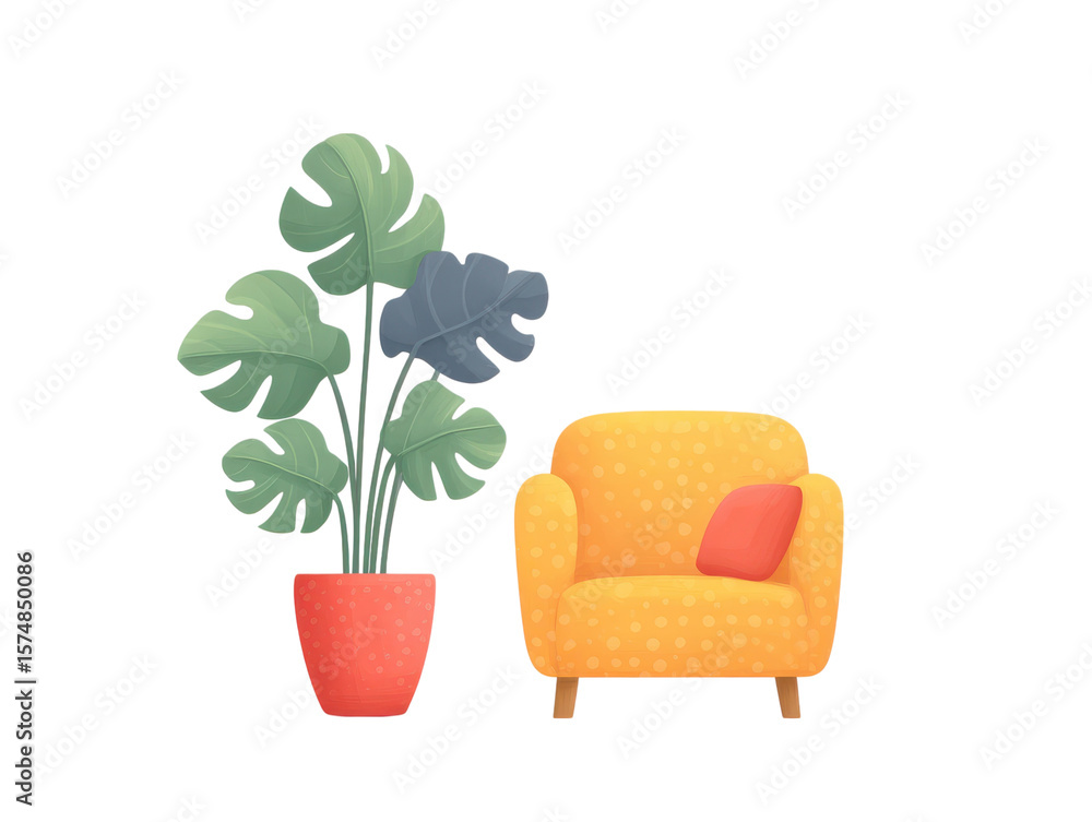 Poster voice hub controlling device sync in a smart living space symbolizing connected homes, isolated on t