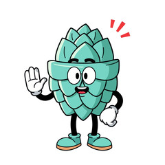 Happy Hop Cone Cartoon Character Waving Hand Vector Illustration