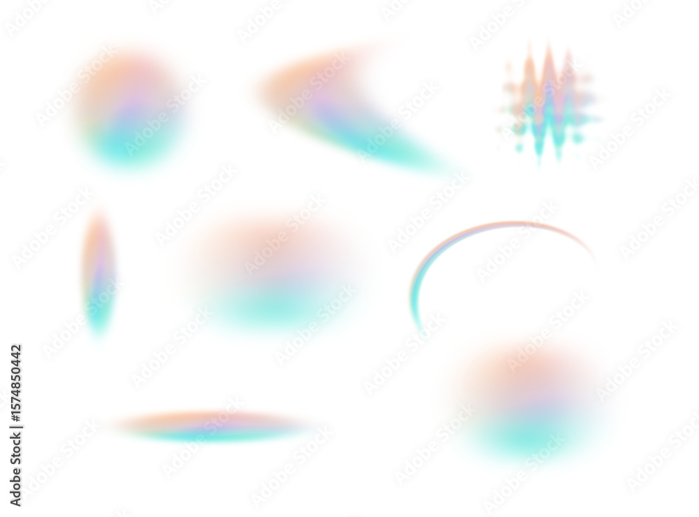 Poster abstract gradient shapes set. soft blue and pink fluid forms with dynamic curves, transparent