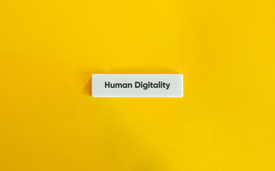 Human Digitality Concept on Minimal Yellow Background with Modern Typography