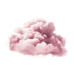Soft pink cumulus cloud formation with gentle textures isolated on transparent background