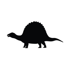 Black silhouette of a Dimetrodon dinosaur with sail