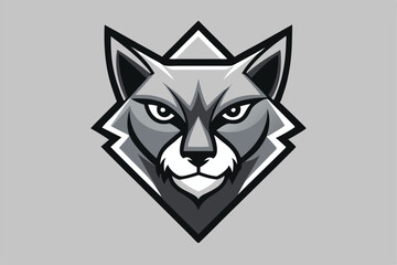 Grayscale wolf head within a jagged geometric shape looks fierce and captivating on display