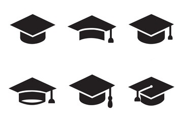 Graduation cap icon set
