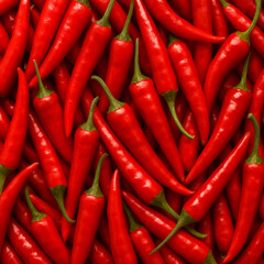 Heap of Fresh Red Cayenne Peppers Full Frame
