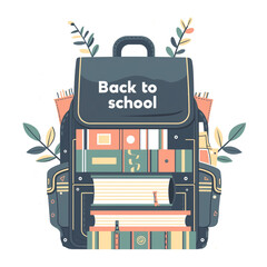 Back-to-School Backpack with School Supplies and Books. Perfect for educational materials, school promotions, and seasonal campaigns, this image works well for posters, banners, websites, and social