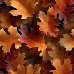 Fototapeta premium Colorful autumn leaves in stunning shades of red, orange, and yellow create a warm, natural backdrop full of seasonal beauty SEAMLESS PATTERN