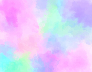 Fantasy Sky in Soft Rainbow Colors. Watercolor Mist in Pastel Shades. Candy Color Abstract Sky Artwork. Soft Hazy Rainbow Wash Background