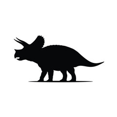 Black silhouette of a Protoceratops dinosaur with frill and horns