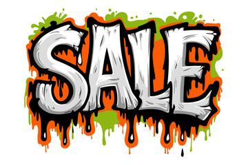 Halloween Sale Bright Stamp on Transparent Background