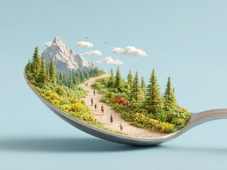 A Spoonful of Nature: Hiking Trail on a Mountaintop, Surreal Landscape Photography