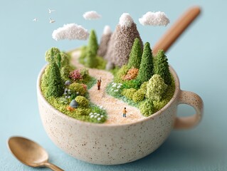 Miniature Mountain Landscape in a Cup: A Whimsical Nature Diorama