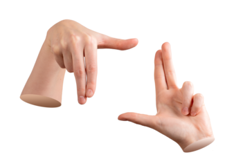 Hands forming rectangle frame with index fingers and thumbs. Gesture symbolizing creative planning,