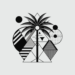 Tropical Palm Tree Silhouettes &ndash; Black and White Vector Set for Summer Designs