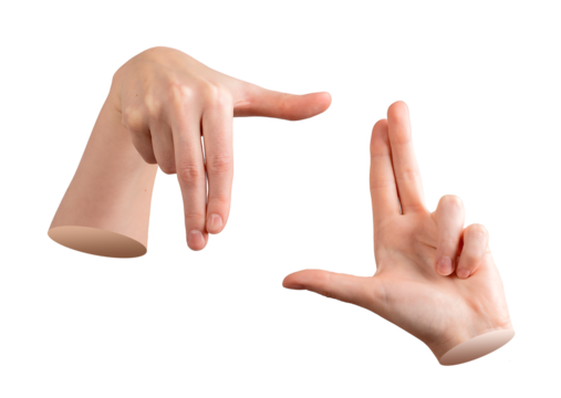 Hands forming rectangle frame with index fingers and thumbs. Gesture symbolizing creative planning,