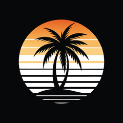 Tropical Palm Tree Silhouettes &ndash; Black and White Vector Set for Summer Designs