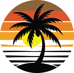 Tropical Palm Tree Silhouettes &ndash; Black and White Vector Set for Summer Designs