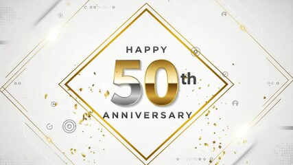 Elegant 50th Anniversary Celebration Background with Gold and Silver Design Elements - Powered by Adobe