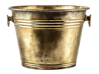 empty metal bucket brass in color no white background 