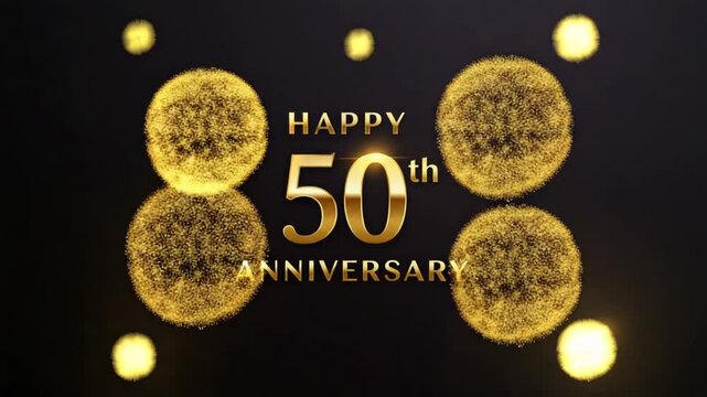 Celebrate a Golden Milestone: Elegant 50th Anniversary Animation with Glittering Particles
