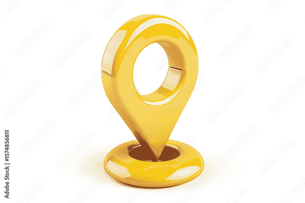 Fototapete 3d rendered illustration of shiny gloss map pointer icon isolated on white background