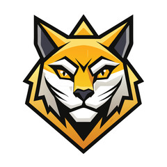 Striking golden bobcat mascot gazes intently ahead, outlined in sleek black lines with sharp features