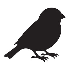 Minimalist Black Sparrow Silhouette Illustration