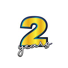 Golden Number 2 Years Anniversary Celebration Vector Design