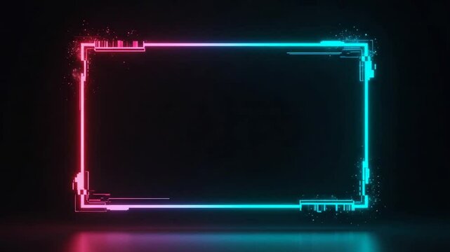 Animated Neon Frames with Blue and Pink Glow for Modern Digital Backgrounds and Visuals