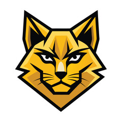 Golden lynx head displayed with sharp lines, creating an elegant animal emblem