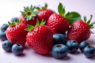 Fresh mixed berries, including raspberries, blackberries, and blueberries. Healthy eating, organic food, summer fruit, and antioxidant-rich diet themes