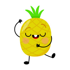 Funny and cute pineapple character dancing