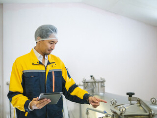 Engineer technicians manager staff man smiling and inspect check safety quality control working job...