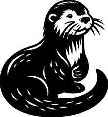 Playful Otter Silhouette Design for Nature-Themed Crafts and Wildlife Art Projects.