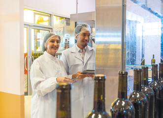Engineer manager employee staff man and woman smile talk inspect check quality control working job...