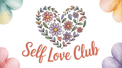 Self Love Club Heart Floral Illustration