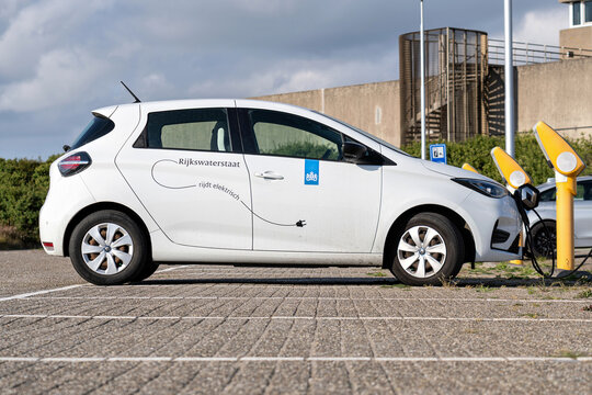 Vrouwenpolder, Netherlands - May 23, 2025: Rijkswaterstaat Renault Zoe