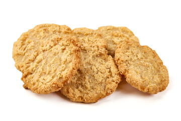 Pile of Oatmeal Cookies, isolated on white background