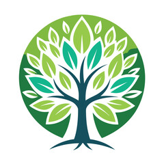 Stylized green tree of life emblem with circular background